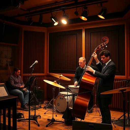 Gravaäão de um álbum de jazz no estüdio
